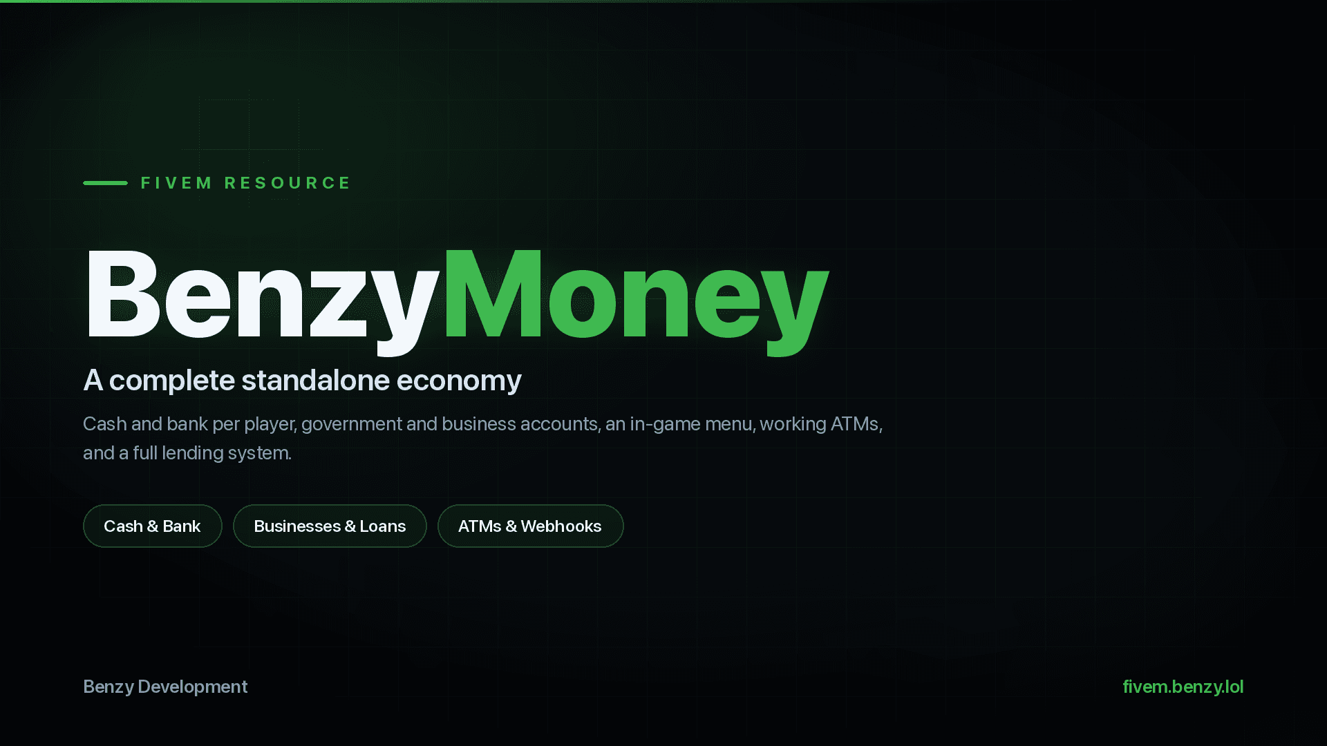 A FiveM money script with cash and bank balances, business accounts, and a government/society account. Use the exports to integrate it with other any scripts!